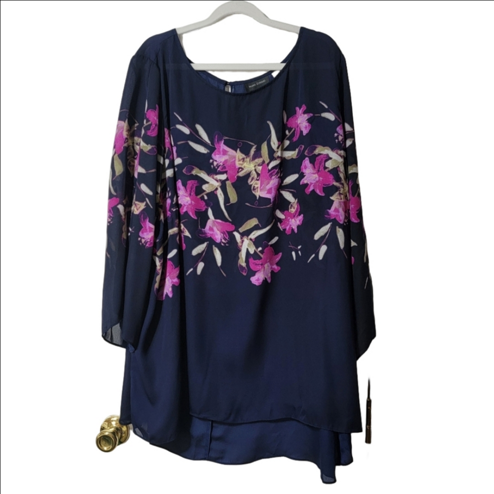 MARK ZUNINO sheer floral tunic Gorgeous!! 3X